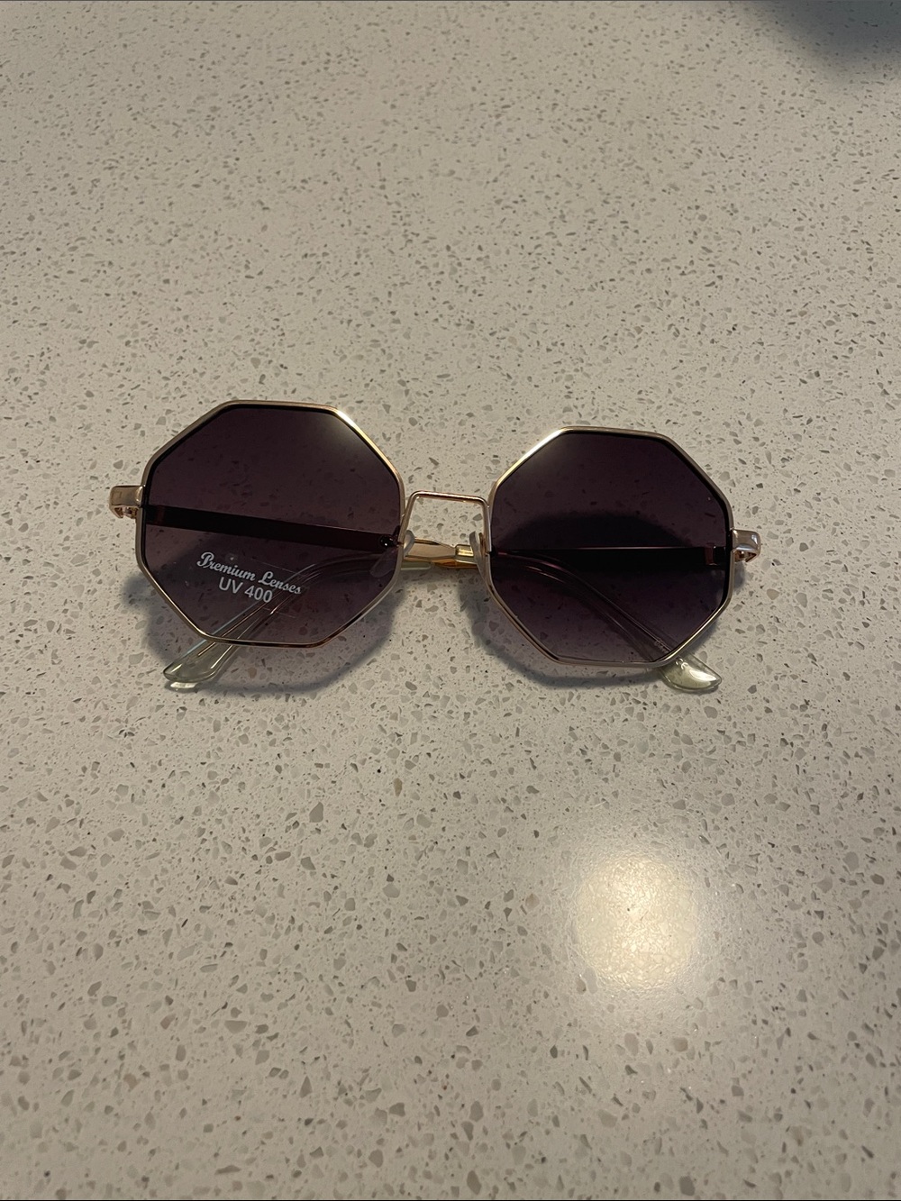 Gold Frame Octagon Sunglasses